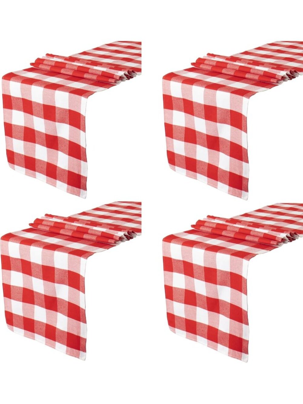 New Table Runner Red and White Checkered Cotton Gingham Plaid Cloth